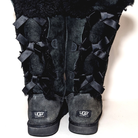UGG Bailey Bow Tall II Boot Black Suede Size 10 - Picture 3 of 11